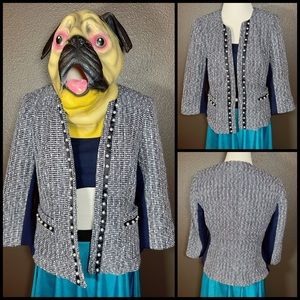 Boss Babe, WHITE BLACK, pearl lined blazer!!